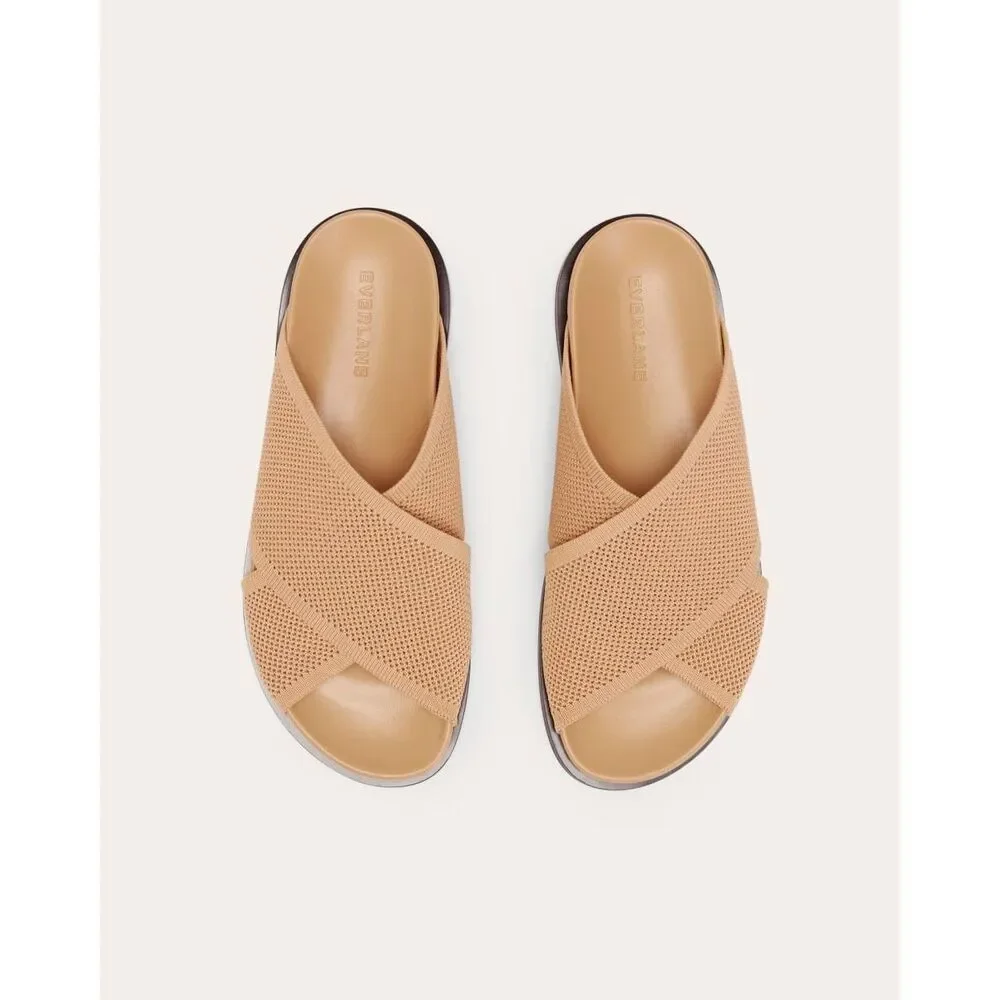 Everlane THE REKNIT FORM CROSSOVER SANDAL in Caramel Beige Neutral Size 9 NWB
